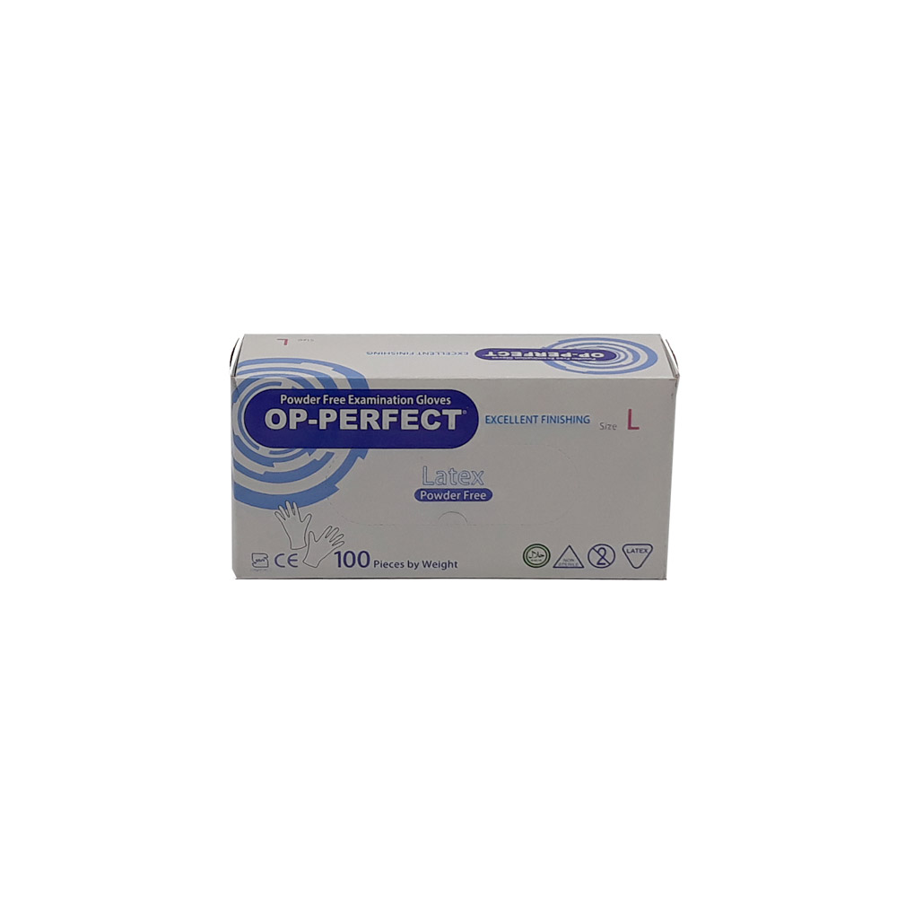 دستکش لاتکس بدون پودر حریر (op-perfect)